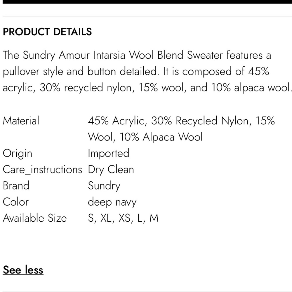 Anthropologie Sundry Amour Graphic Sweater Navy & Powder Blue XS NWT Brand New! - Picture 5 of 8
